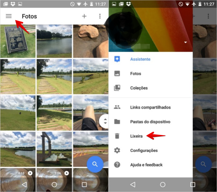 Como recuperar fotos apagadas do Android - Google Fotos