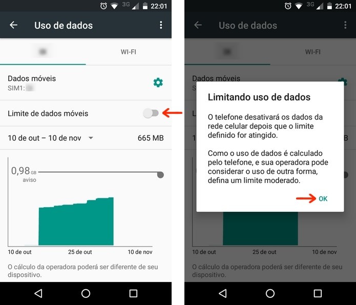 Acionar Limite de Dados no Android
