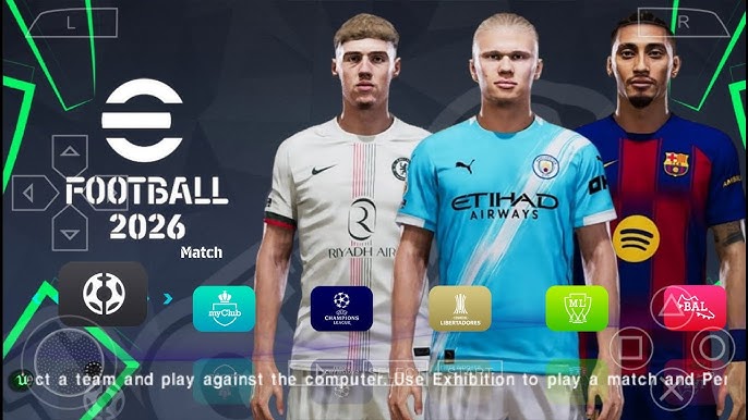 eFootball PES 2026 PPSSPP Câmera PS5 – Baixar para Android